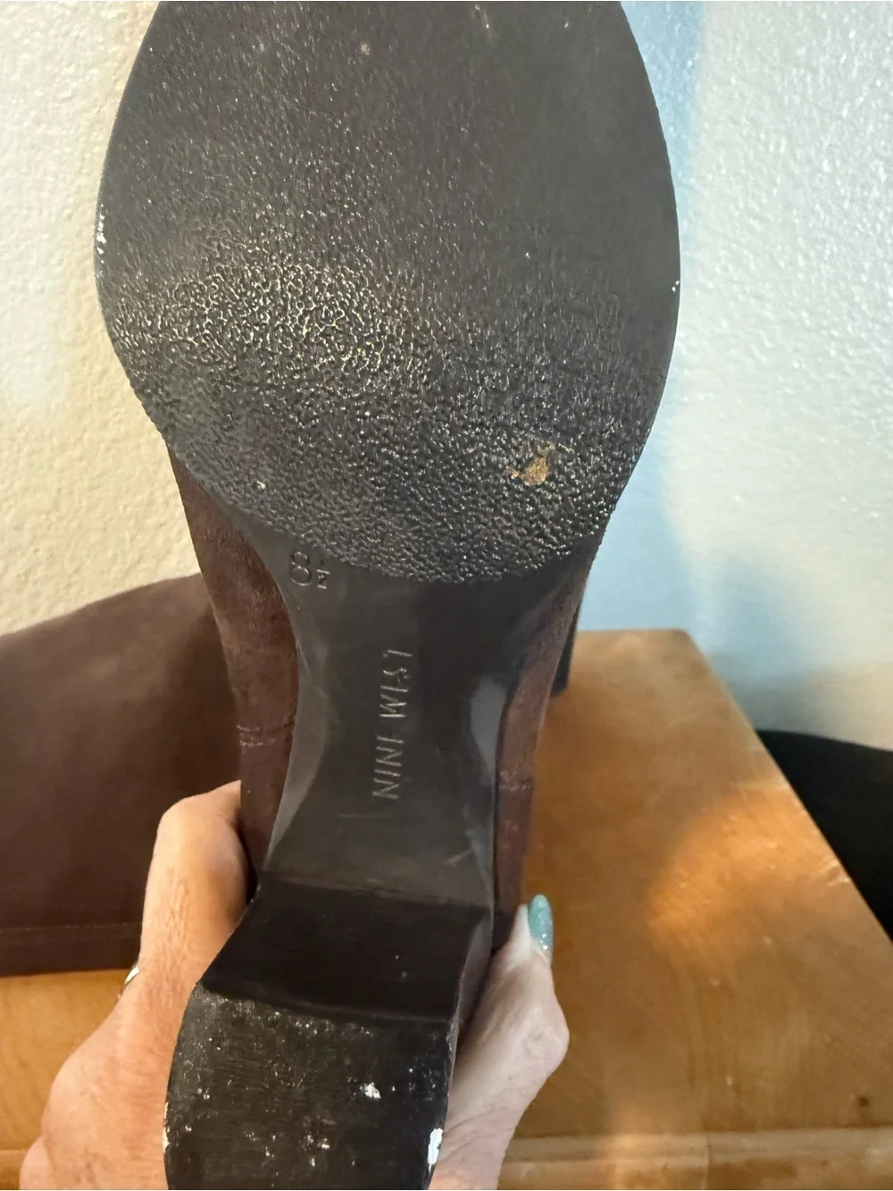 Nine West Dark Brown Suede Over-the-Knee Heeled Boots